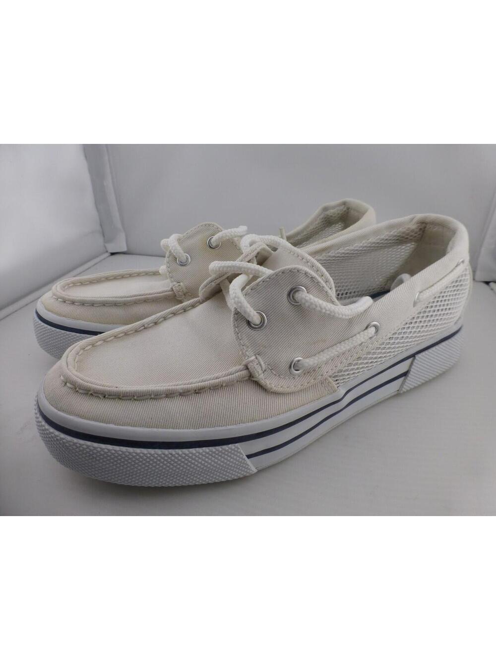 Sperry Top-Sider Women's Size 5.5 M White Canvas Mesh Boat Shoes Comfort M3